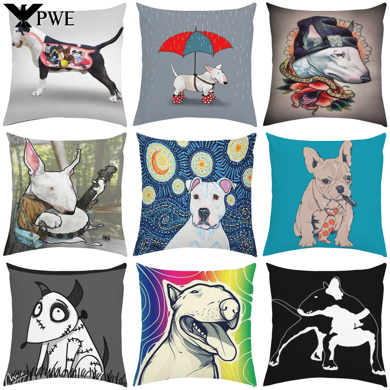 Bull Terrier Art Anime Pillow Cover 40x40 Axyaa Home Decor Throw Pillow