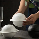 Axyaa Stone Pattern Soup Bowl with Lid | Ceramic Tableware for Molecular Cooking