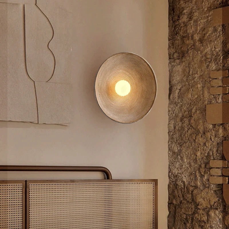 Retro Japanese Style Wall Circle Lamp by Axyaa for Bedroom, Living Room, Dining Room