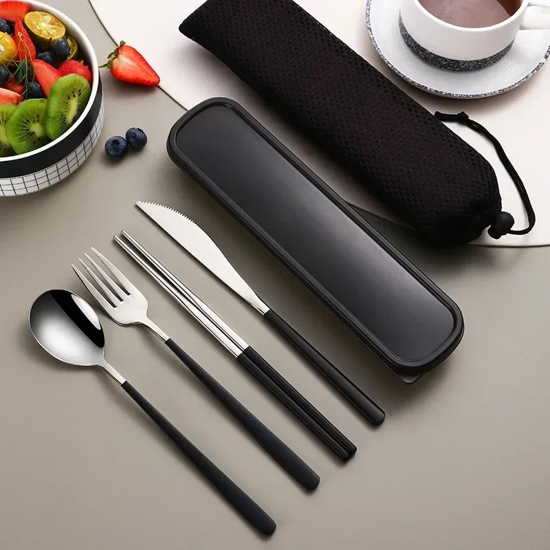 Axyaa Stainless Steel Cutlery Set with Box - Dinner Knife Fork Spoon Chopsticks