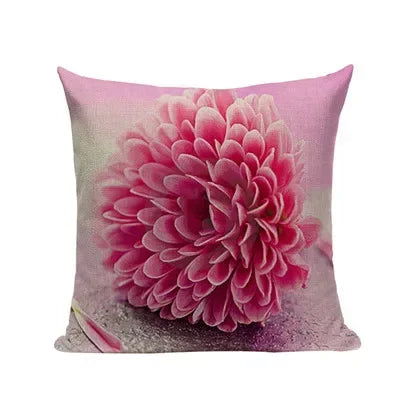Pink Tulip Linen Cushion Cover - Axyaa 45x45cm Pillowcase