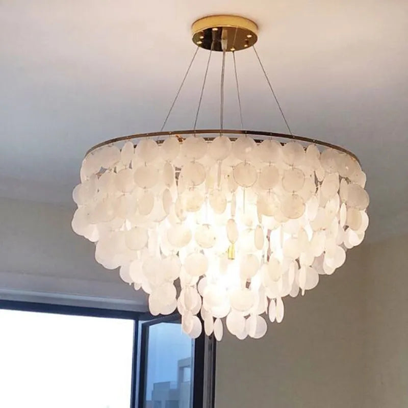 Axyaa Nordic Shell Gold Chandelier Lanterns for Living Room, Restaurant, Bedroom & Aisle