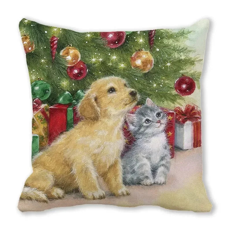 Axyaa Christmas Cat Dog 2023 Pillowcase Snowman Gift Set Decor
