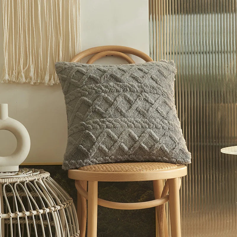 Axyaa Soft Plush 3D Twists Pattern Pillowcase for Home Decor - 45x45/30x50cm
