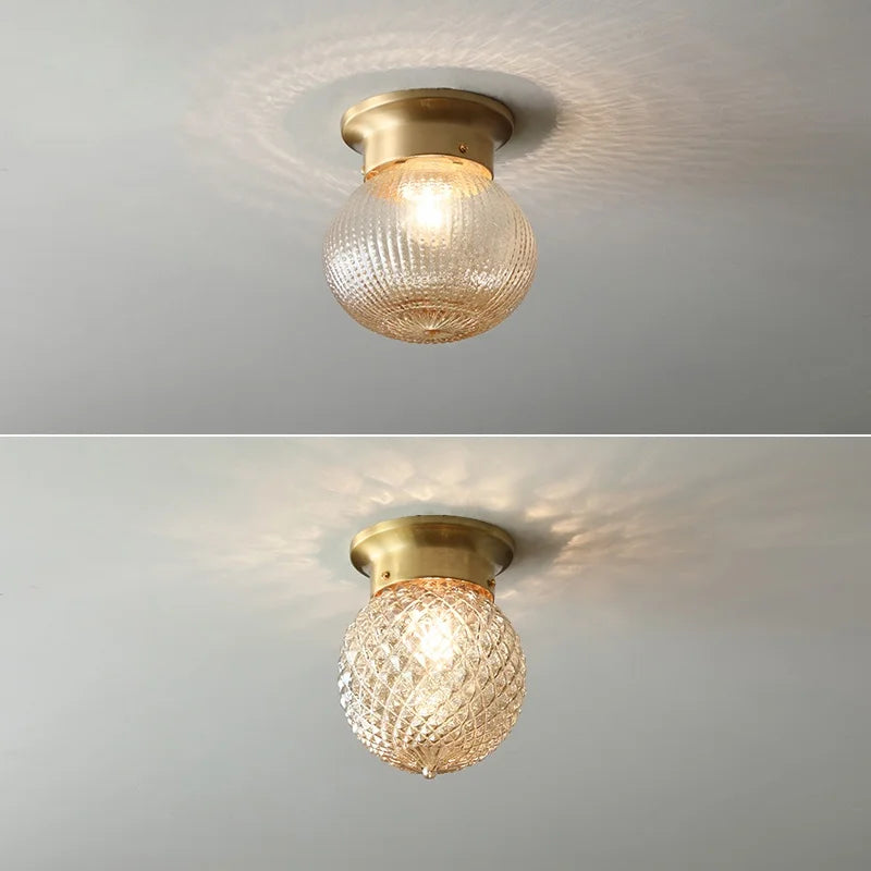 Axyaa Modern Copper Glass Ball Ceiling Lamp, LED Indoor Light Fixture