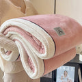 Axyaa White Knitted Velvet Throw Blanket Soft Fleece Bedspread Warm All-season Blanket