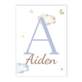 Axyaa Bear Blue Moon Nursery Custom Name Canvas Wall Art - Kids Room Decor