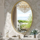 Axyaa Brass Framed Oval Wall Mirror for Entry Living Room Bathroom Decor