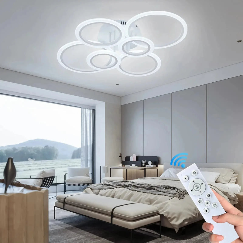 Axyaa Acrylic Circle LED Chandelier Ceiling Light Fixture for Interior Dining Table