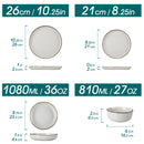 Axyaa Loire 32-Piece Grey Ceramic Dinnerware Set - Oven Safe Stoneware