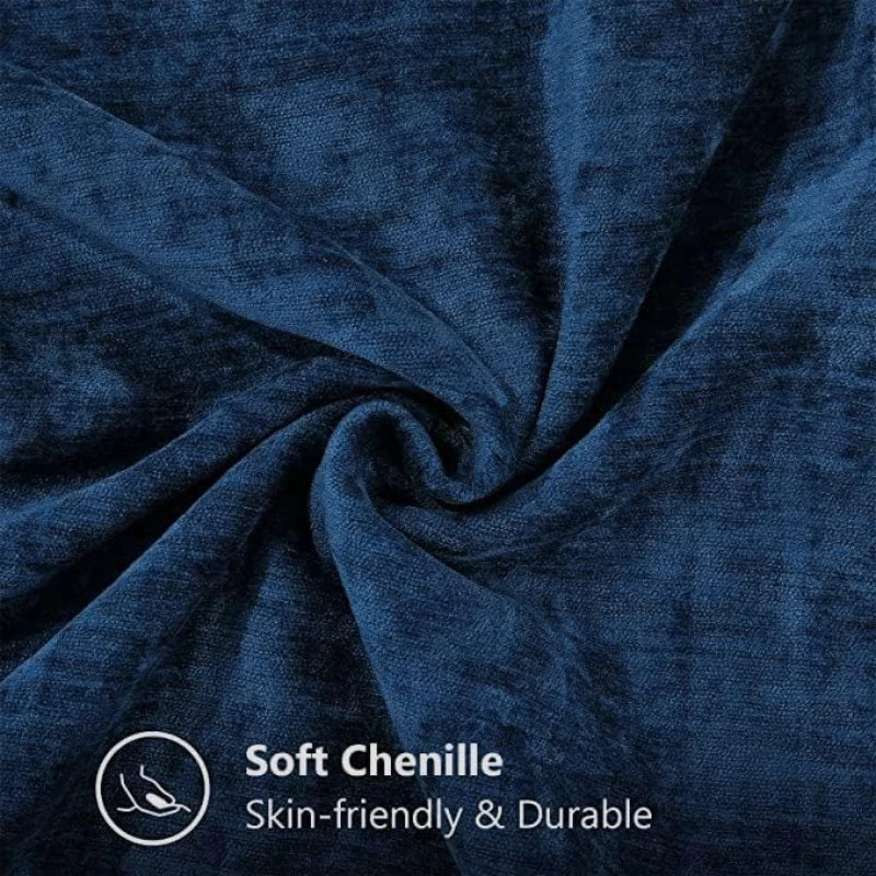 Luxury Blue Chenille Cushion Covers with Stitched Edge for Sofa Decor - Axyaa