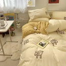 Axyaa Cute Bear & Sheep Embroidery Bedding Set | Soft Skin-Friendly Duvet Cover Set