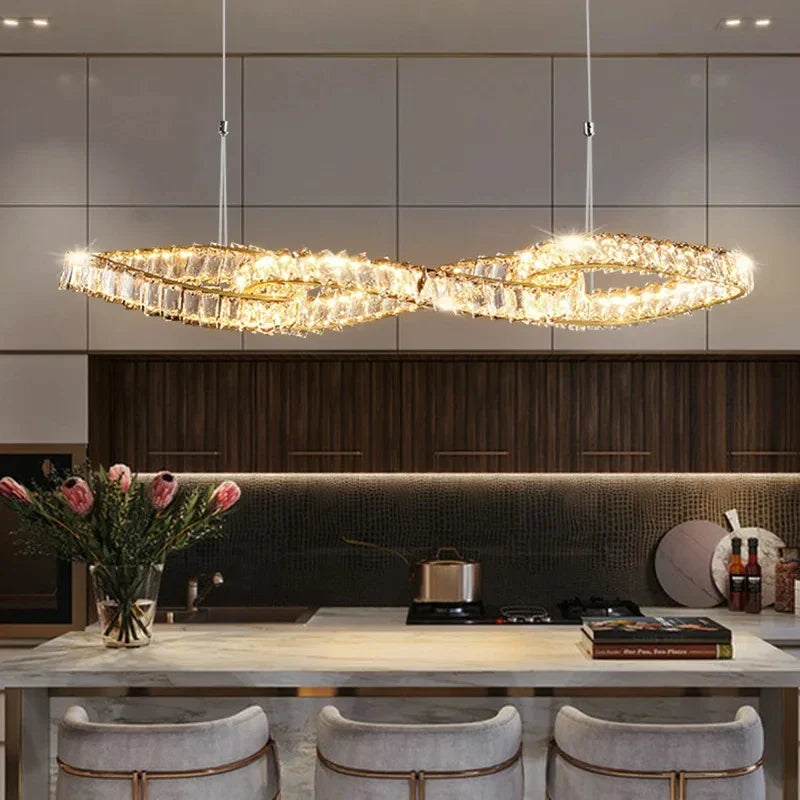 Axyaa Metal Crystal Ceiling Lamps: Luxury LED Pendant Chandeliers Lights