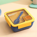 Axyaa 4-Grid Leakproof Bento Lunch Box with Tableware - Portable and Microwave-Safe