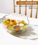 Axyaa 1500ml Glass Bowl for Household, Tableware, Fruit Dessert Plate, Gold-Plated Bowl
