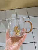 Axyaa 3D Cartoon Animal Glass Cup - Cute Single Layer Cup for Water, Coffee, Juice