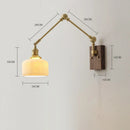 Axyaa Copper Swing LED Wall Light with Pull Chain Switch, Wide Rotation, Walnut Canopy
