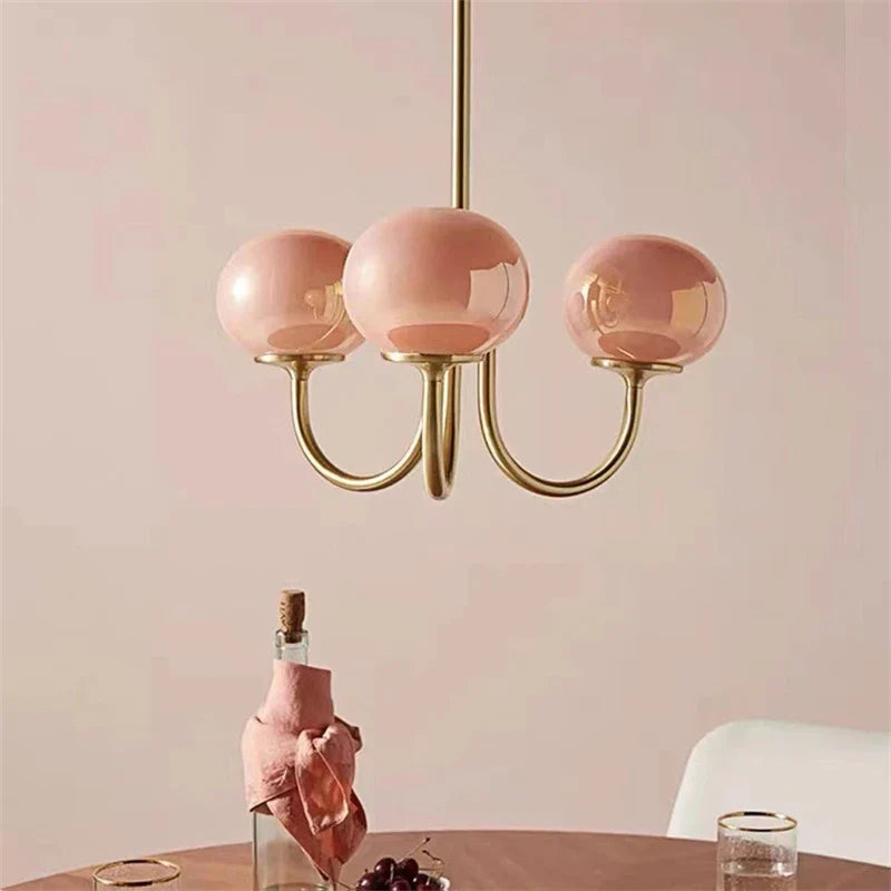 Axyaa Pink White Glass Ball Pendant Chandelier - Modern Stylish Lighting Fixtures