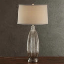Axyaa Glass Floor Lamp with LED Light and Fabric Shade for Bedroom and Living Room