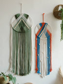 Axyaa Macrame Wall Hanging Tapestry with Fringe and Beads - Bohemian Decor