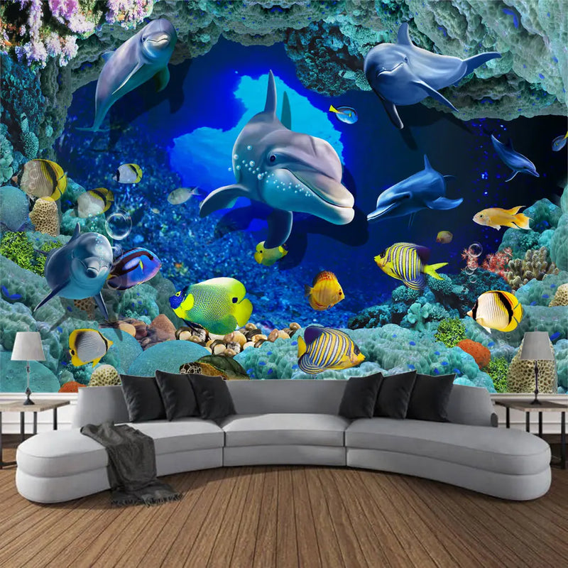 Axyaa Undersea Print Tapestry for Psychedelic Room Decoration & Ocean Wall Hanging