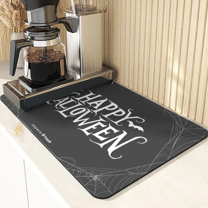 Axyaa Ghost Print Silicone Kitchen Coasters & Dish Mat