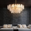 Axyaa Luxury Glass Crystal LED Chandelier for Living and Dining Room