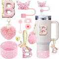 Axyaa 9-Piece Cup Accessory Set: Butterfly Straw, Cover, Cap, Boot, Charm, Initials Sticker, Stopper