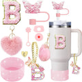 Axyaa 9-Piece Accessory Set for Stanley Cup: Butterfly Straw, Cover, Cap, Boot, Charm, Initials