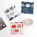 Korean Cartoon Cat Coasters Set by Axya - Cute Cotton Linen Insulation Pad