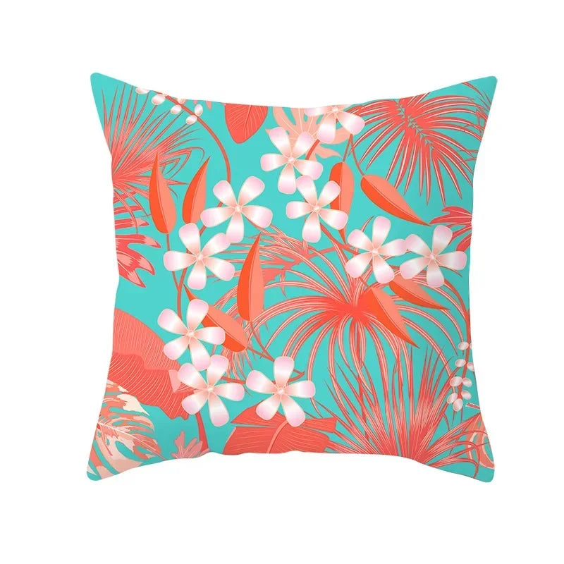 Axyaa Starfish Stripe Print Cushion Cover | Pink Coral Orange Home Decor Pillow Cover