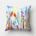Axyaa Multicolor Bird Floral Landscape Polyester Throw Pillow Cover 45X45CM