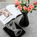 Axyaa Clear Art Glass Vase for Flowers - Decorative Transparent Hydroponic Ornament