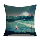 Axyaa Landscape Linen Pillowcase - Home Sofa Office Decoration - 45*45cm