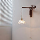 Axyaa Vintage Brass LED Wall Lamp with Amber Glass, Rotating Design
