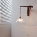 Axyaa Antique Brass Wall Lamp with Amber Glass Shade for Home Decor