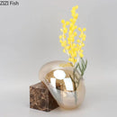 Brown Glass Vase with Marble Base for Modern Home Decor by Axyaa