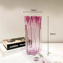 Axyaa Pink Glass Vase Petal Fold Floral Arrangement Hydroponics Terrarium
