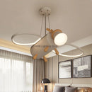 Axyaa Little Deer LED Chandelier: Modern Minimalist Cartoon Wooden Kids Room Pendant Light