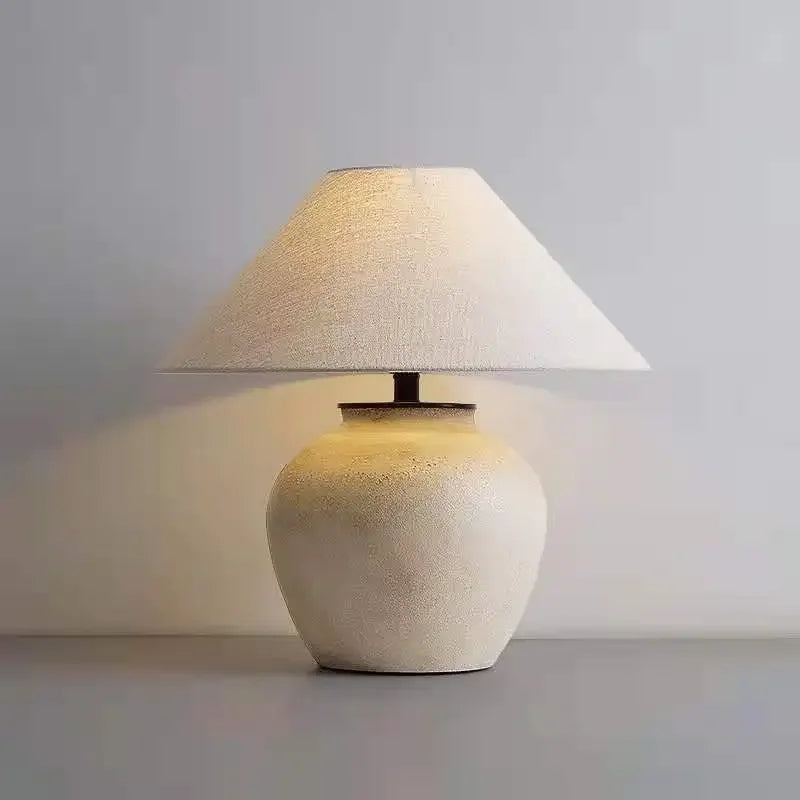 Axyaa Tuscan Stone Ceramic Table Lamp for Living Room, Restaurant, Bedroom
