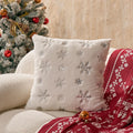 Axyaa Snowflake Sequined Embroidered Christmas Pillowcase in Red White