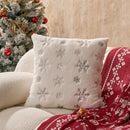 Axyaa Snowflake Sequined Embroidered Christmas Pillowcase in Red White