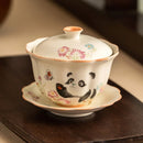 Axyaa Lotus Petal Ceramic Kung Fu Tea Set Bowl: High-end Single Butterfly Cover