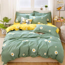Axyaa Daisy Print Bedding Set: Queen/King Duvet Cover, Flat Sheets - Cozy & Durable