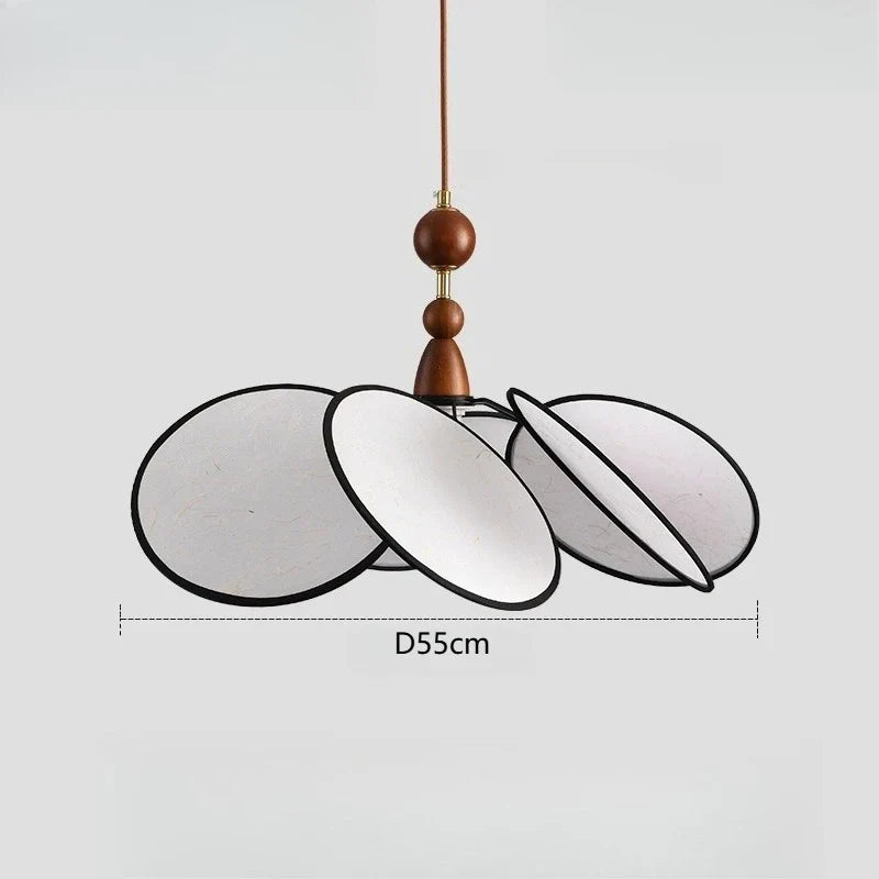 Axyaa Retro Petal Fabric Chandeliers - Elegant Wood Pendant Lights for Home Decor