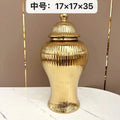 Axyaa Ceramic General's Vase in Electroplated Gold Finish