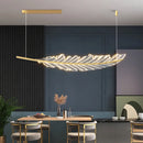 Axyaa Leaf-Shaped LED Golden Chandelier for Modern Nordic Living Room