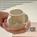 Axyaa Lotus Ceramic Coffee Cup and Saucer Set, White Floral Design Mug and Plate