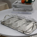 Axyaa Nordic Ribbed Glass Snack Dessert Bowl 400ml - Small Oval Shape