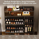 Axyaa Shoe Storage: 2 Flip Drawers, Side Cabinet, LED Light, Charging Station